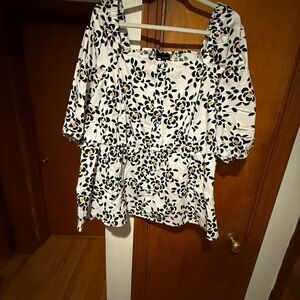 Lane Bryant Black and Yellow Floral Blouse